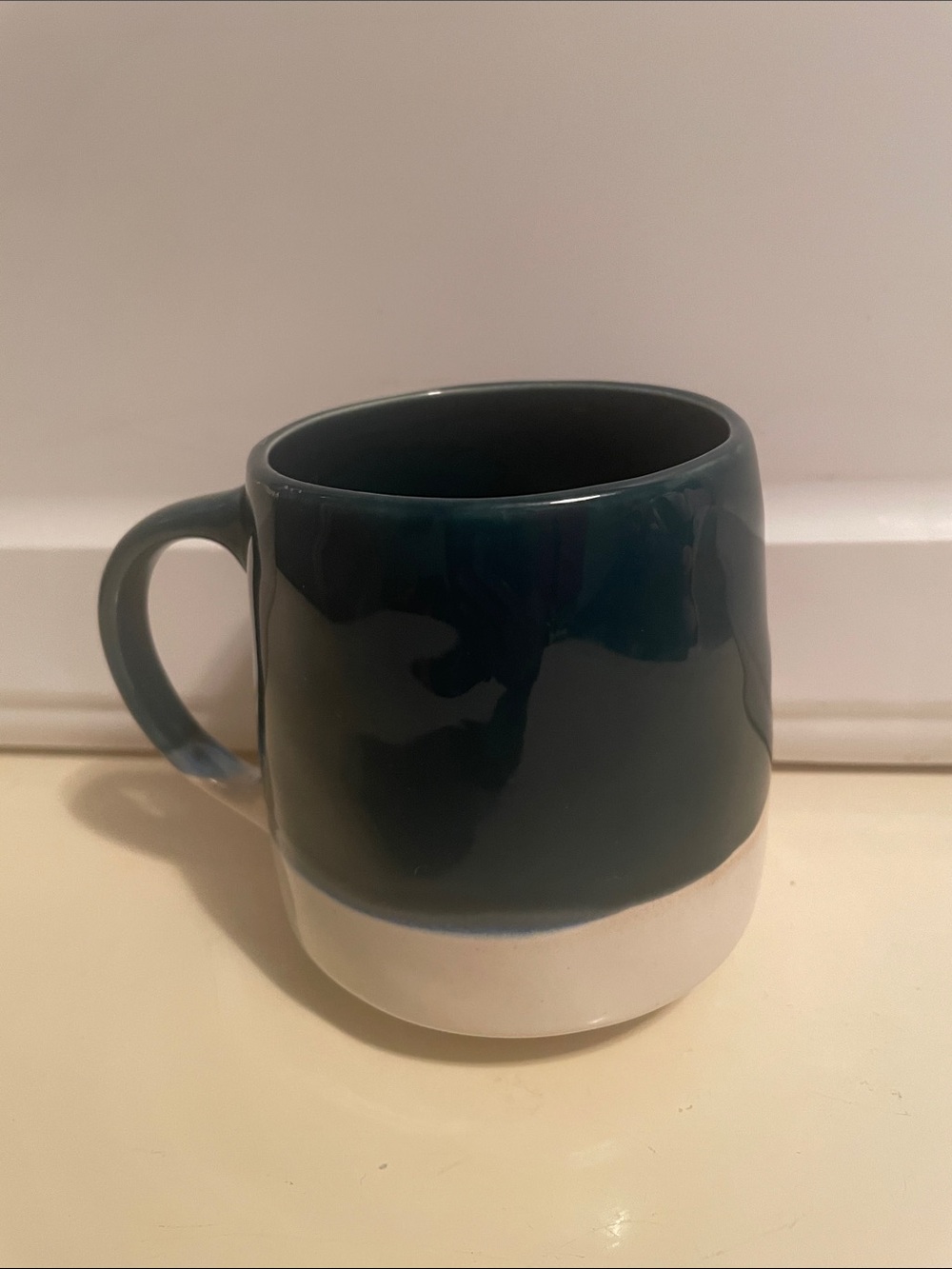 Anthropologie Teal blue and White Two-Tone Ceramic Mug